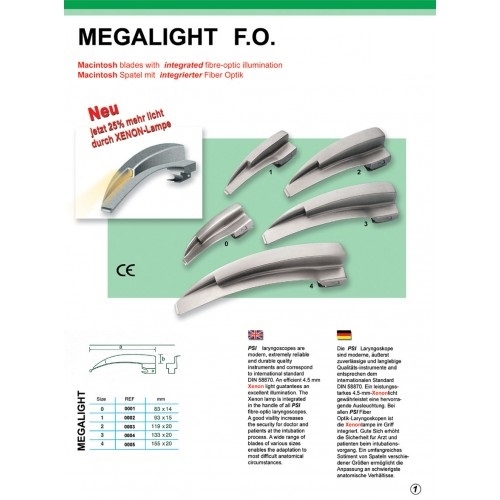 Macintosh blades with integrated fibre-optic illumination